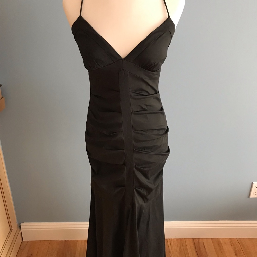 Long black formal fitted dress, size 4.